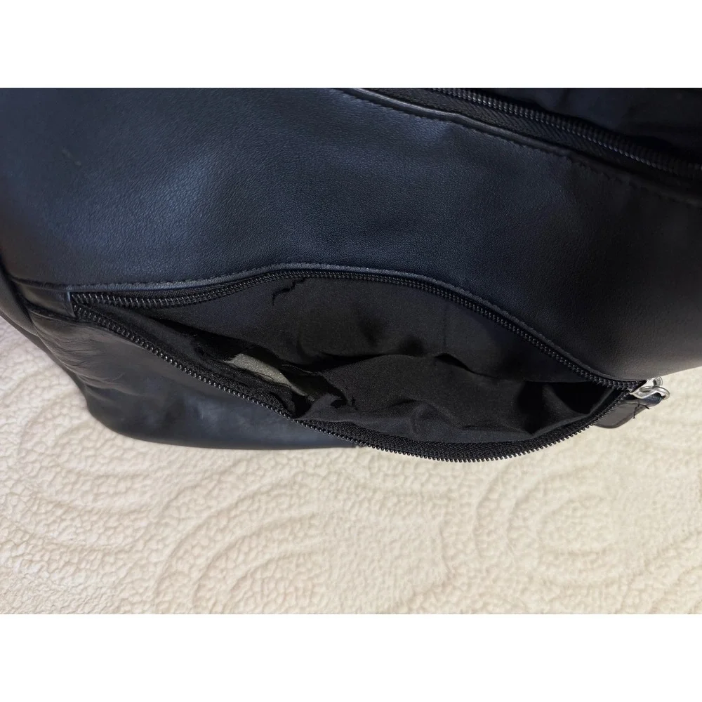 Giani Bernini Black Leather Hobo Shoulder Bag Silver Hardware Handbag